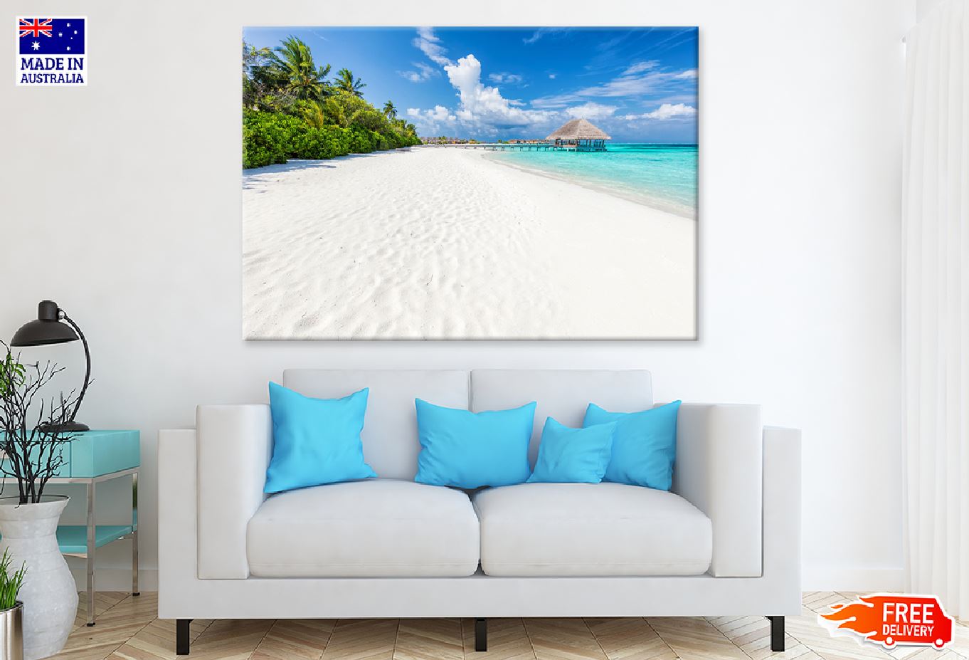 Wide Sandy Beach View on Island Photograph Print 100% Australian Made