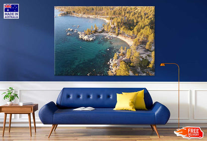 Lake Tahoe with Forest Aerial View Photograph Print 100% Australian Made