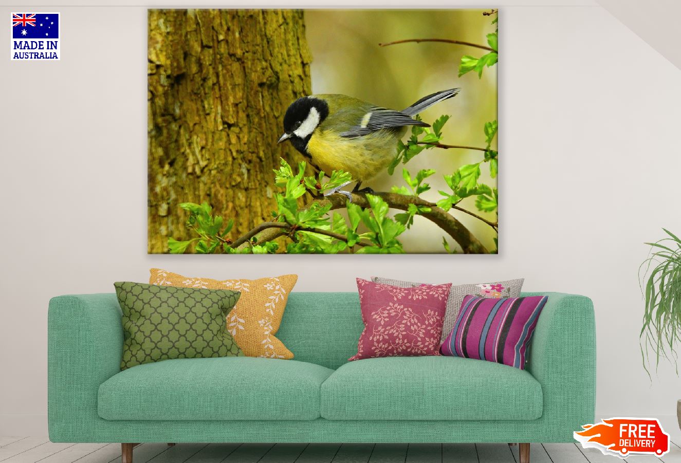 Great Tit Bird Closeup Photograph Print 100% Australian Made