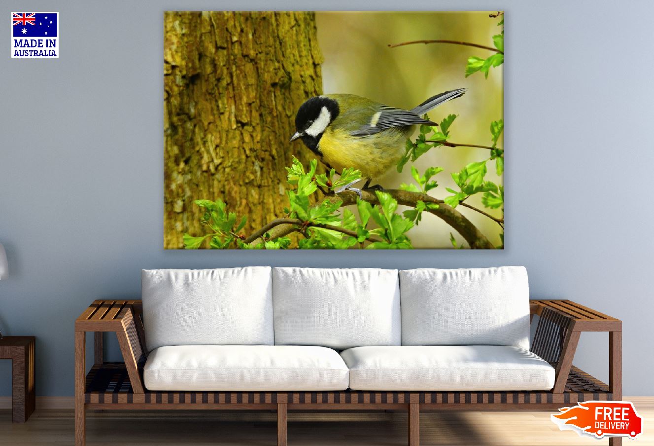 Great Tit Bird Closeup Photograph Print 100% Australian Made