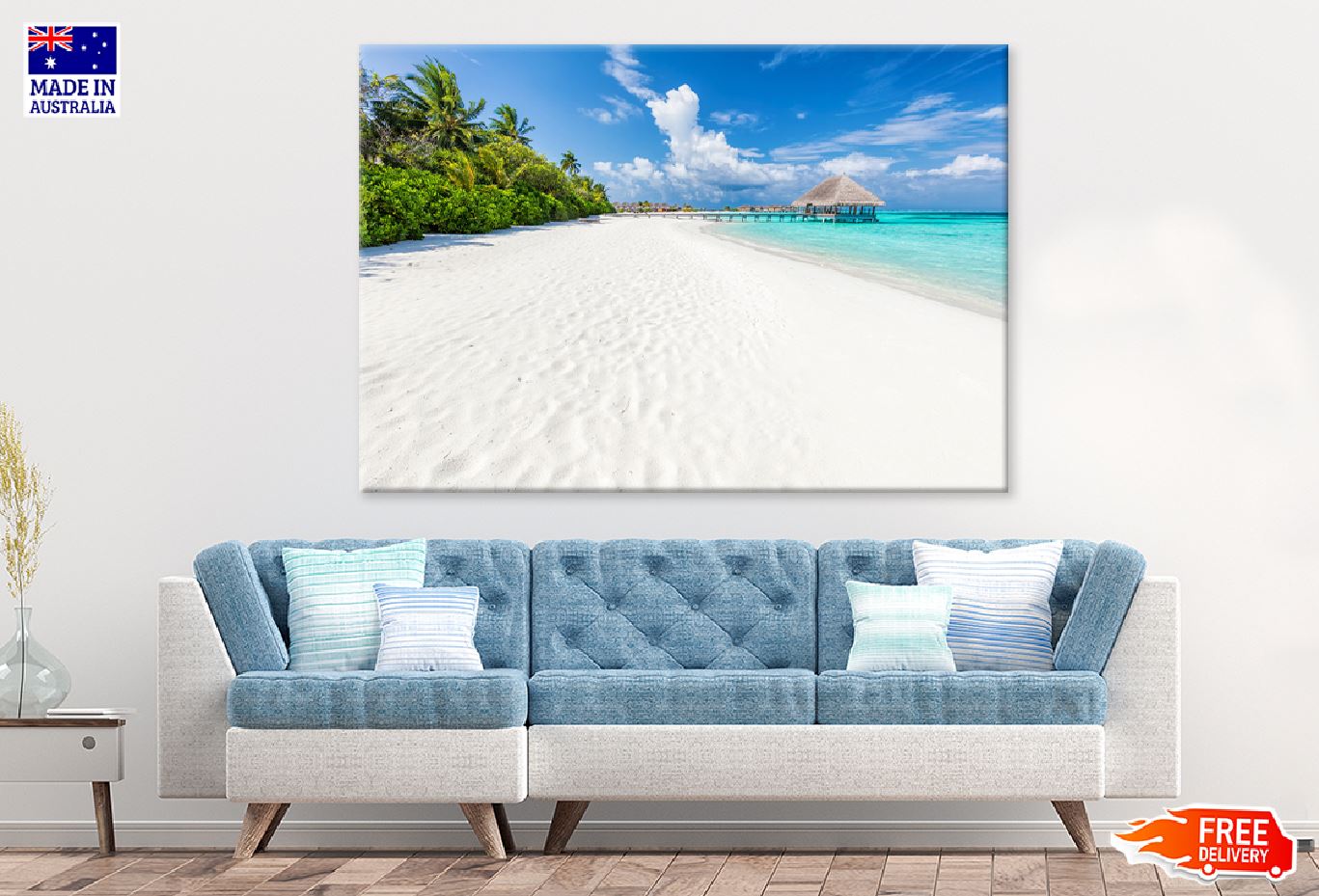 Wide Sandy Beach View on Island Photograph Print 100% Australian Made