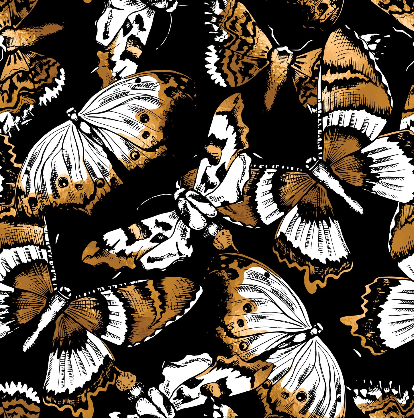 Square Canvas Gold & Black Butterfly Design High Quality Print 100% Australian Made