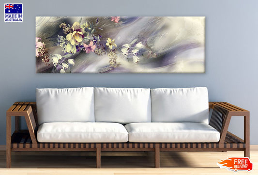 Panoramic Canvas Abstract Floral Design High Quality 100% Australian made wall Canvas Print ready to hang