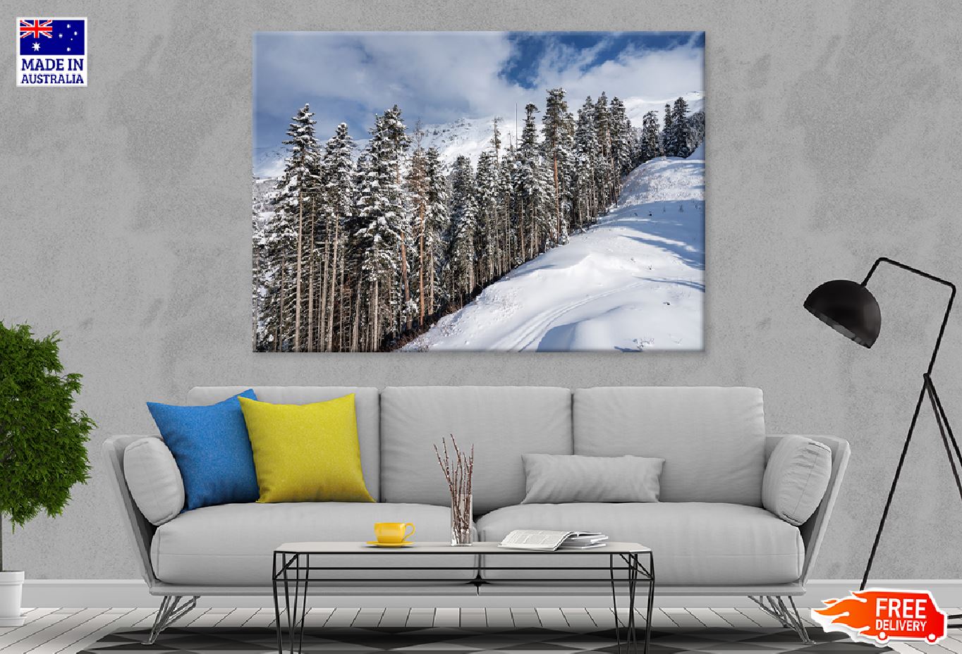 Snow Covered Trees on Mountain View Photograph Print 100% Australian Made