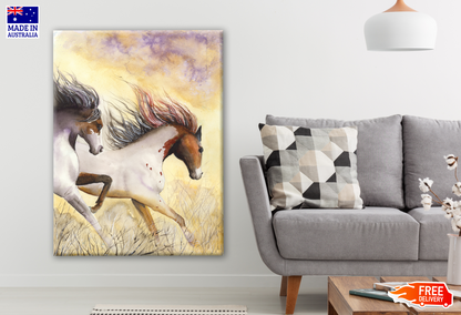 Running Horses Portrait Painting Print 100% Australian Made