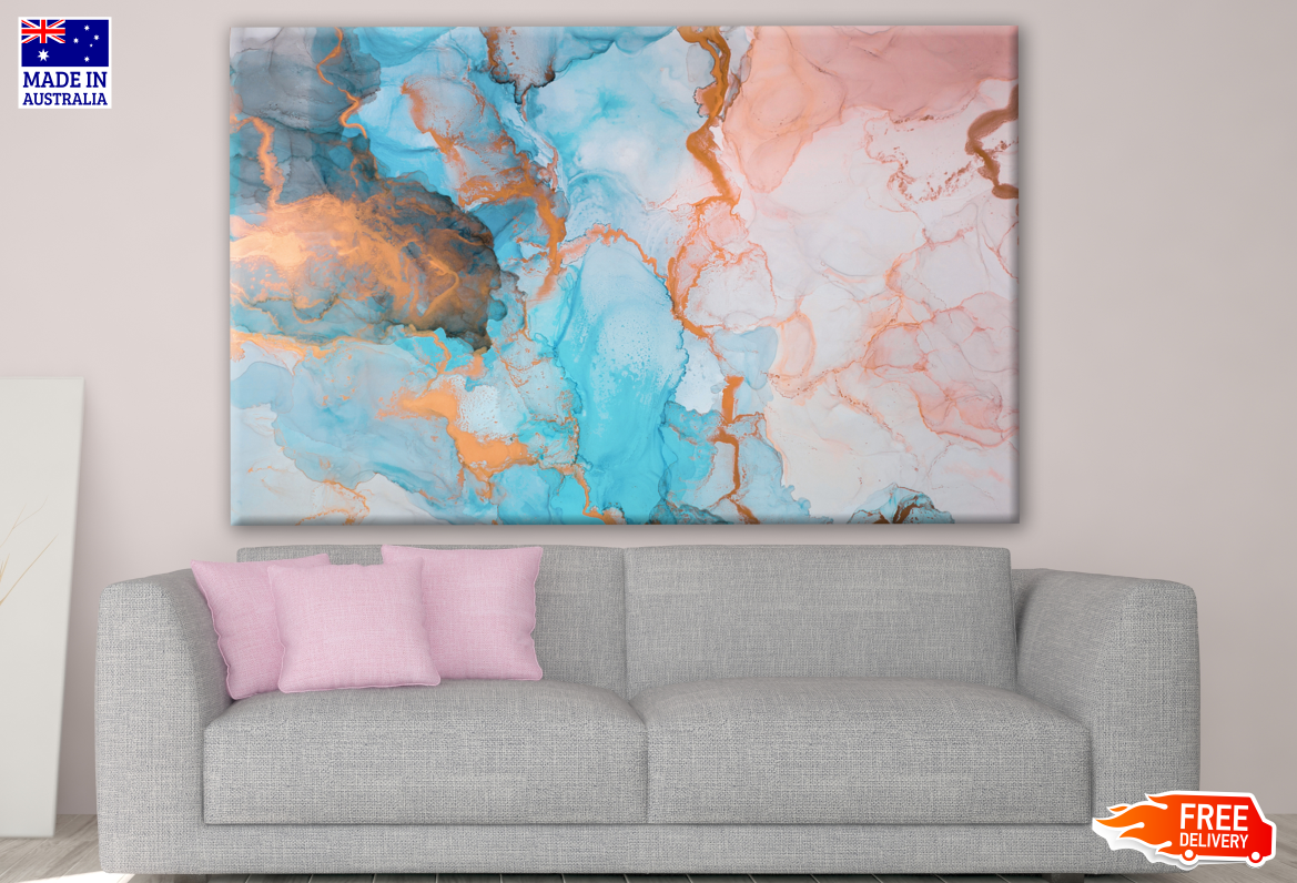 Pink, Blue & Gold Abstract Design Print 100% Australian Made