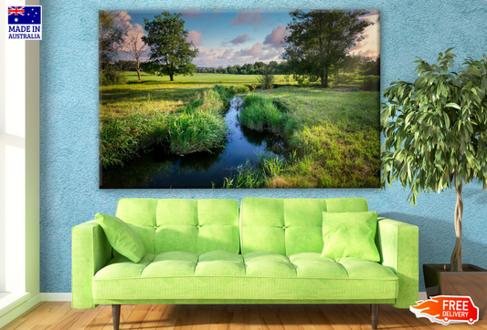 Stunning Green Meadow with Small Water holes Photograph Print 100% Australian Made