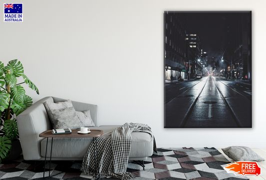 B&W Night Street View Photograph Print 100% Australian Made