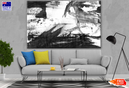 B&W Brush Strokes Painting Print 100% Australian Made