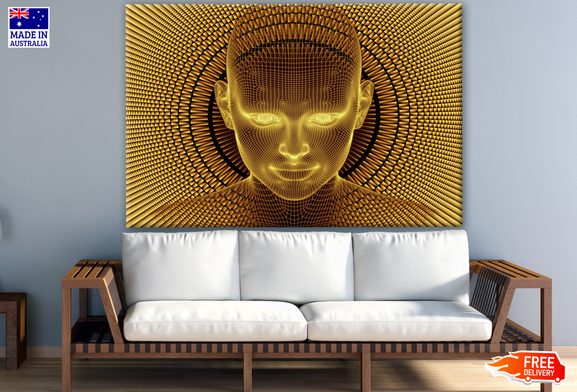 3D Human Head Fractal Pattern Abstract Design Print 100% Australian Made