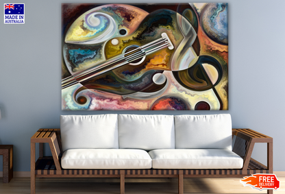 Musical Symbols & Guitar Abstract Design Print 100% Australian Made