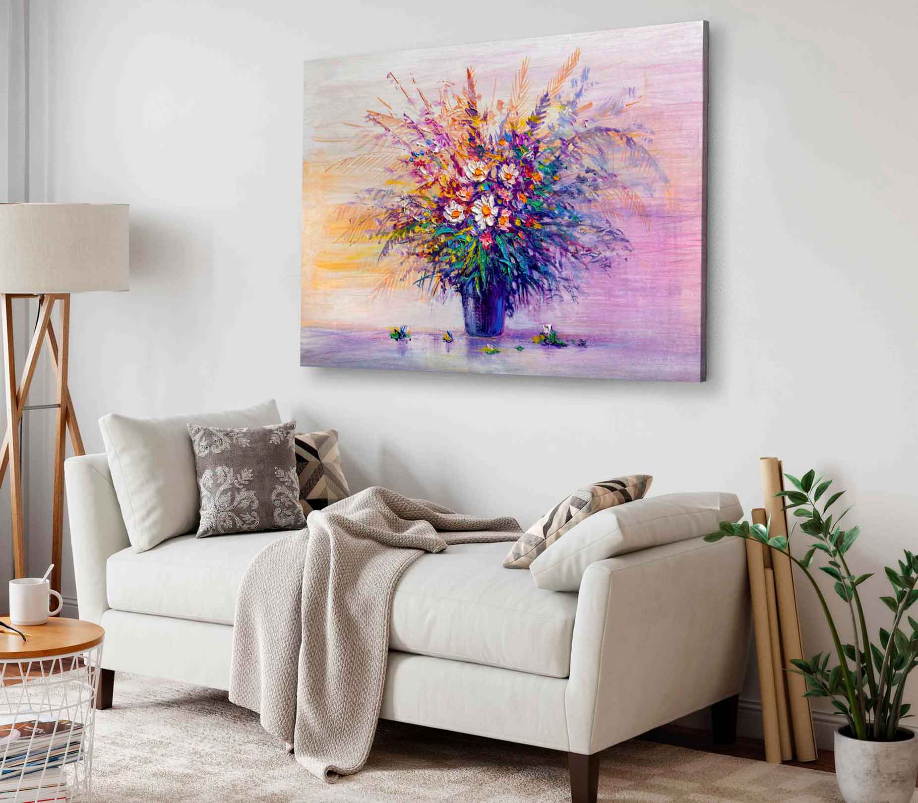 Bella Home Bouquet Of Wild Flower Oil Painting Print Canvas Ready to hang