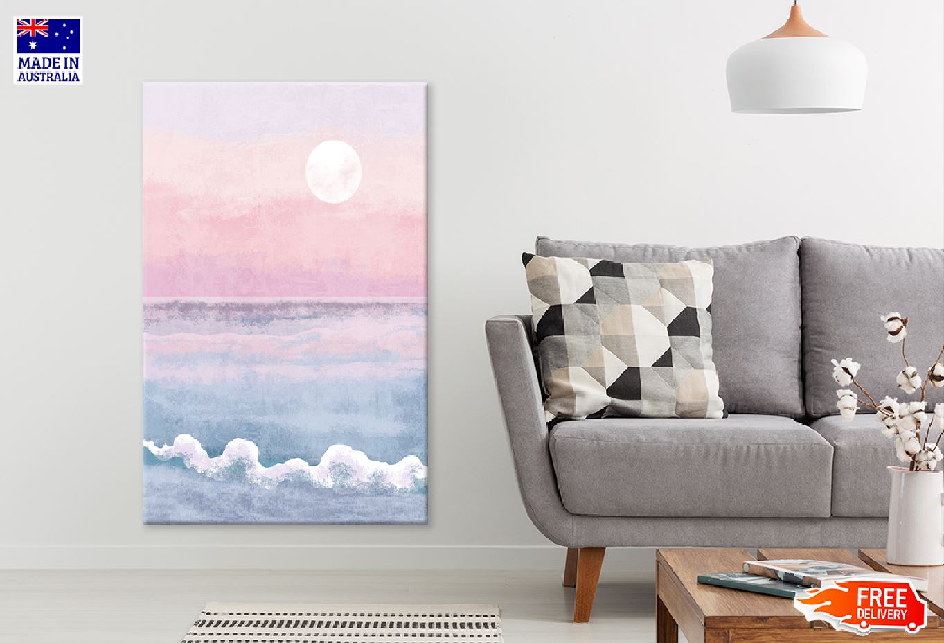 Beach & Waves Sunset Watercolor Painting Print 100% Australian Made