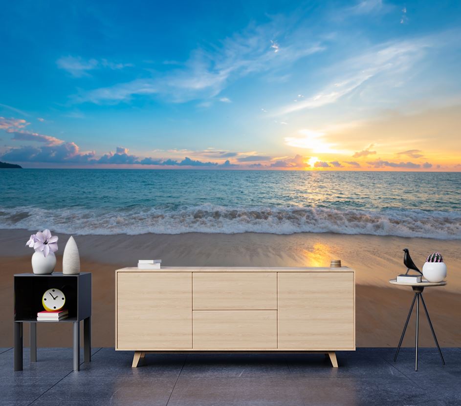 Wallpaper Murals Peel and Stick Removable Stunning Beach Sunset Scenery Photograph High Quality