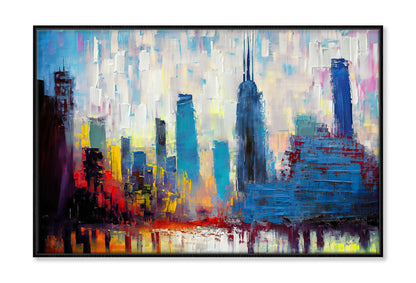 Abstract Brushstrokes Painting of Cityscape Wall Art Limited Edition High Quality Print Canvas Box Framed Black