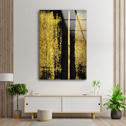 Gold Black Abstract Design Acrylic Glass Print Tempered Glass Wall Art 100% Made in Australia Ready to Hang