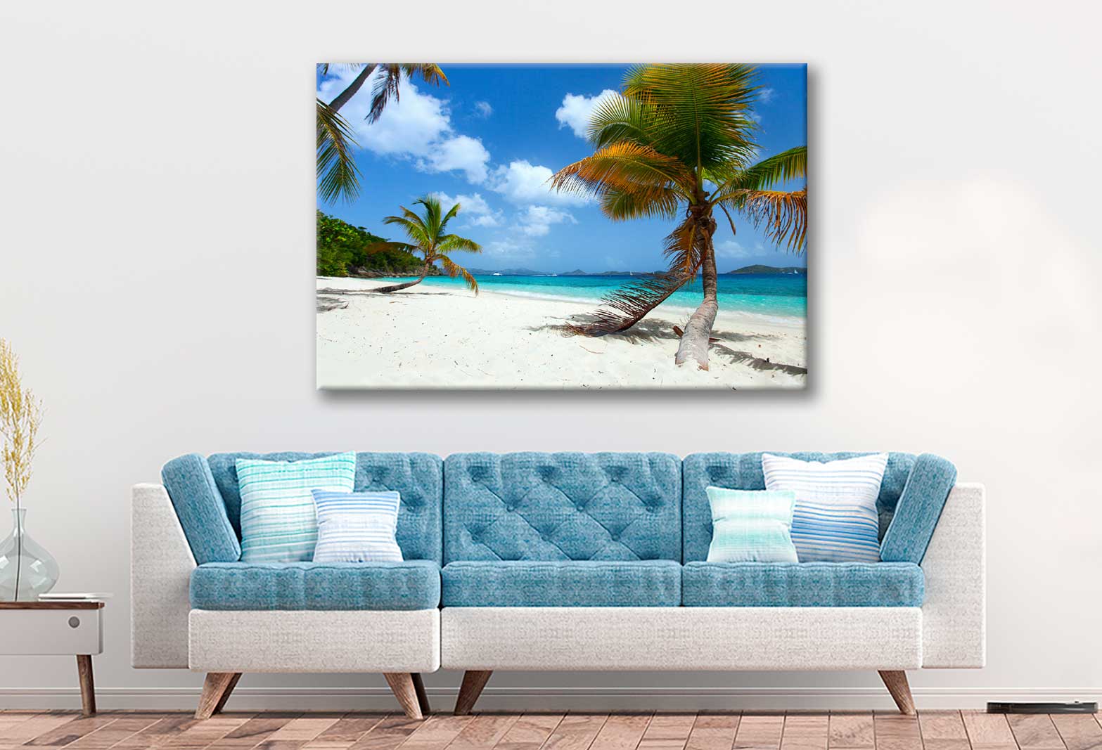 Bella Home Beach With Palm Trees US Virgin Island Print Canvas Ready to hang