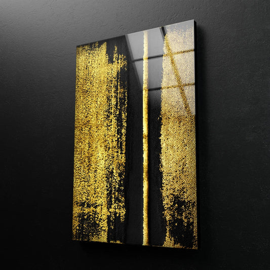 Gold Black Abstract Design Acrylic Glass Print Tempered Glass Wall Art 100% Made in Australia Ready to Hang