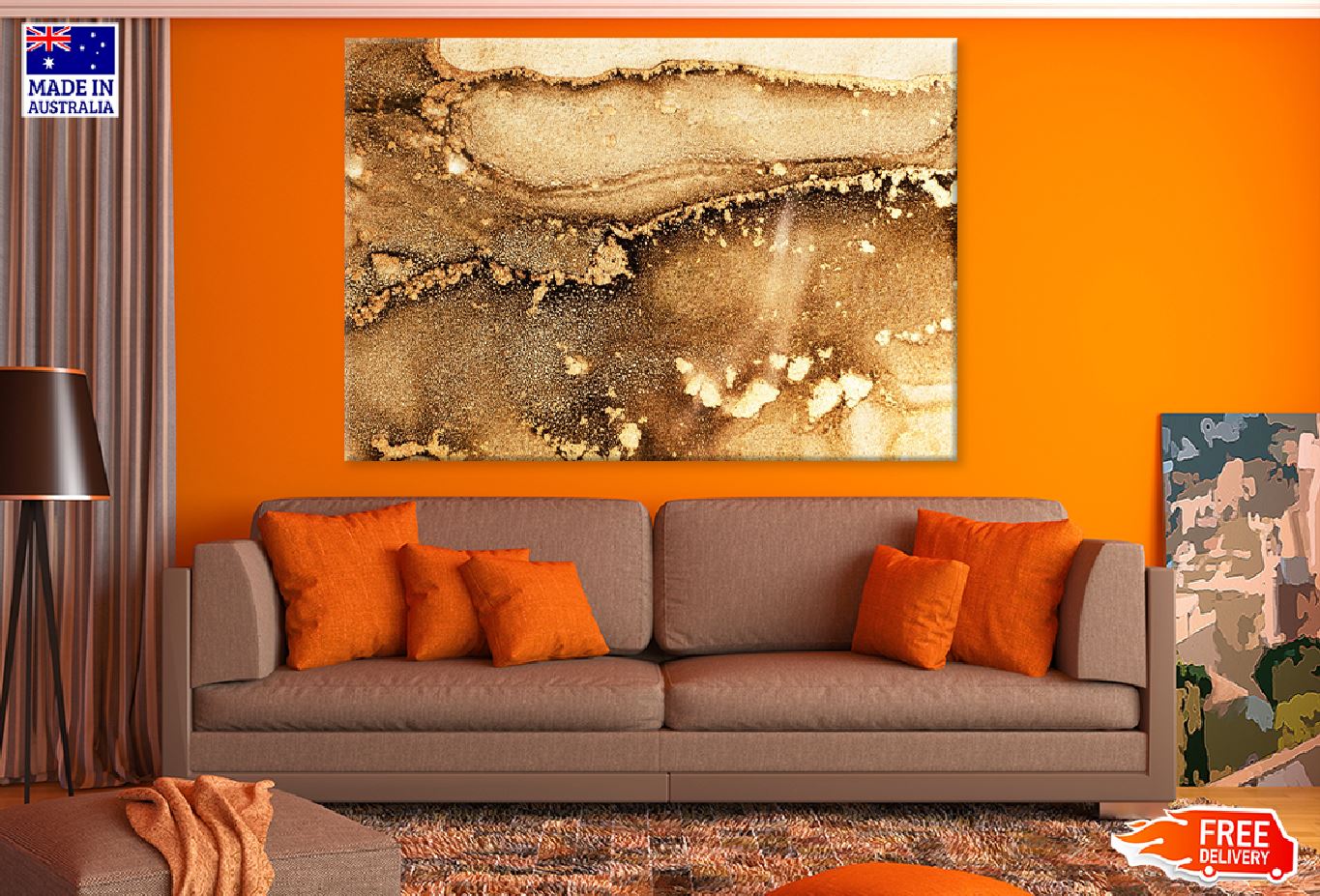 Golden Mineral Stone Abstract Design Print 100% Australian Made