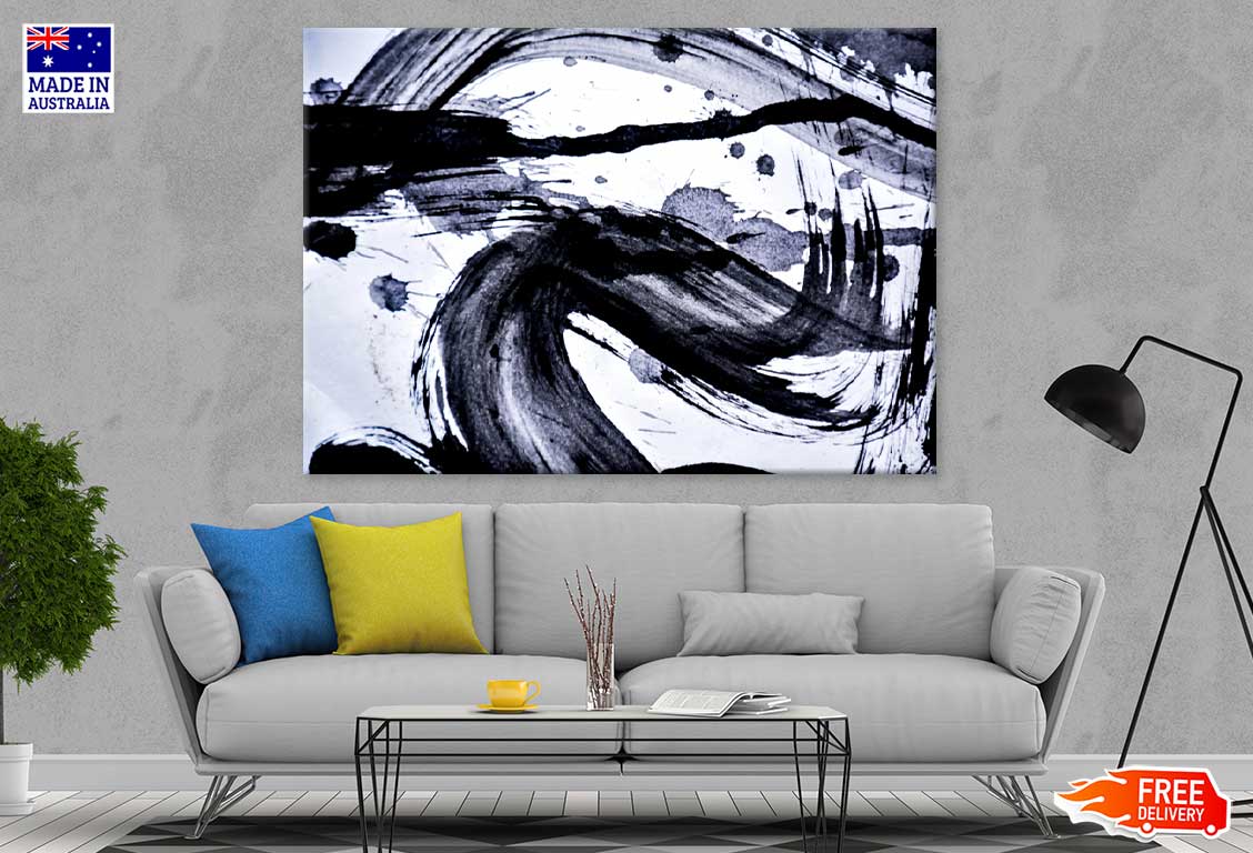 Black Color Splash B&W Abstract Design Print 100% Australian Made