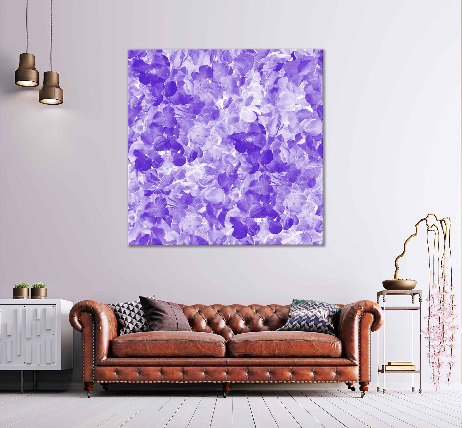 Square Canvas Purple Flowers Watercolor Painting High Quality Print 100% Australian Made