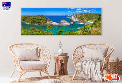 Panoramic Canvas Atuh Beach View From Top High Quality 100% Australian Made Wall Canvas Print Ready to Hang