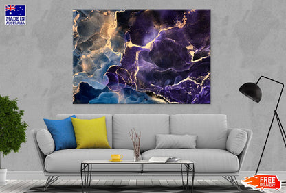 Purple Blue & Gold Abstract Design Print 100% Australian Made