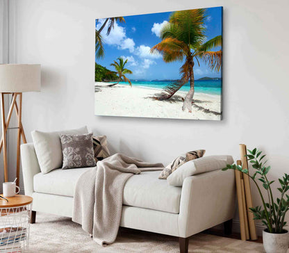 Bella Home Beach With Palm Trees US Virgin Island Print Canvas Ready to hang