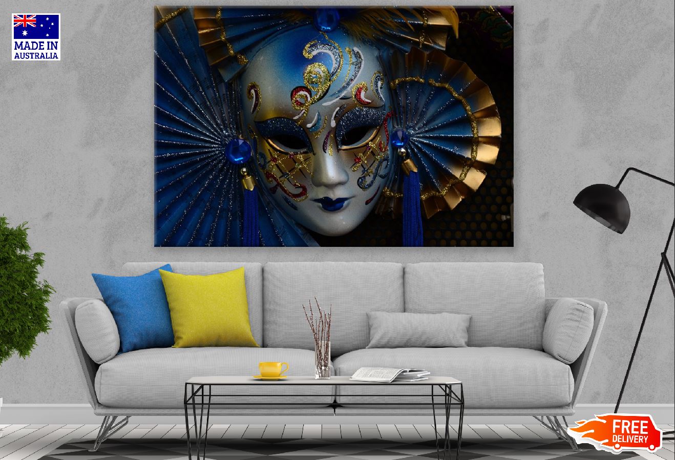 Blue Carnival Mask Closeup Photograph Print 100% Australian Made