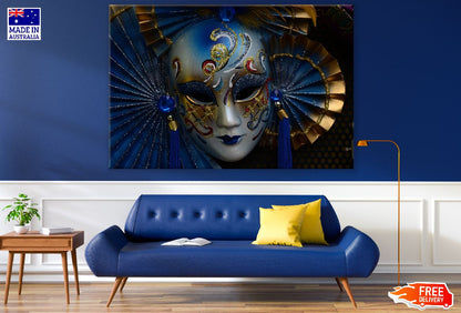 Blue Carnival Mask Closeup Photograph Print 100% Australian Made