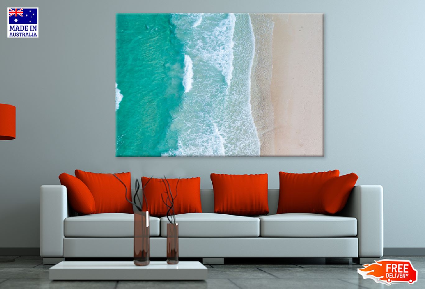 Azure Beach Wave Aerial View Photograph Print 100% Australian Made