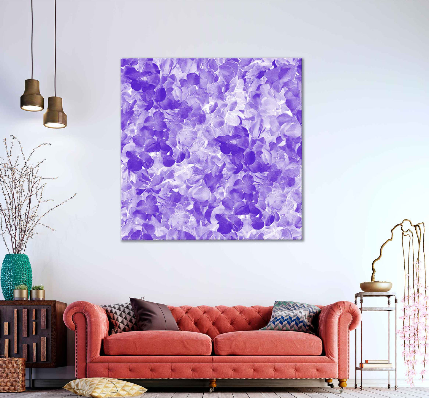 Square Canvas Purple Flowers Watercolor Painting High Quality Print 100% Australian Made