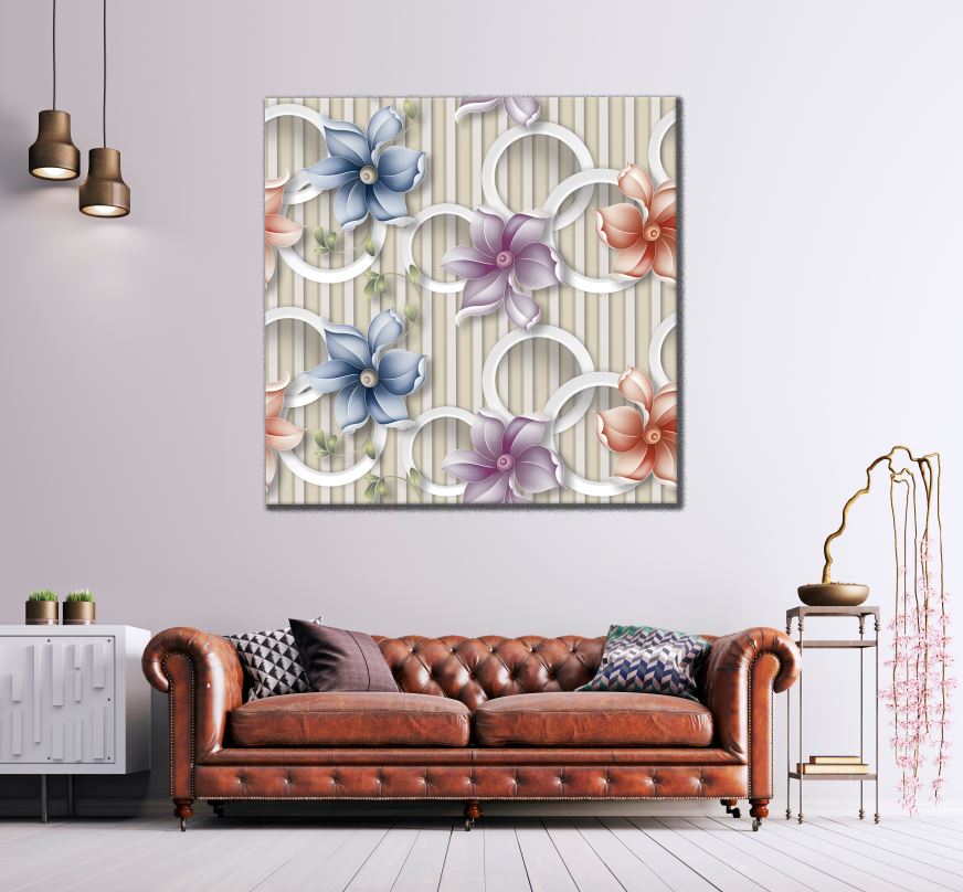 Square Canvas 3D Floral Fractal Design High Quality Print 100% Australian Made