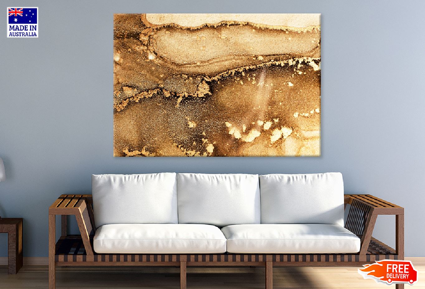 Golden Mineral Stone Abstract Design Print 100% Australian Made