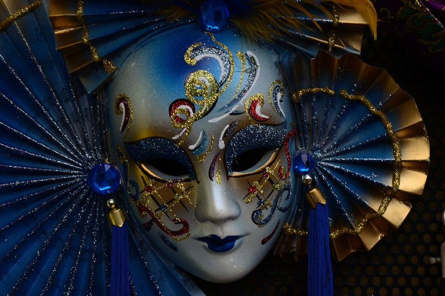 Blue Carnival Mask Closeup Photograph Print 100% Australian Made