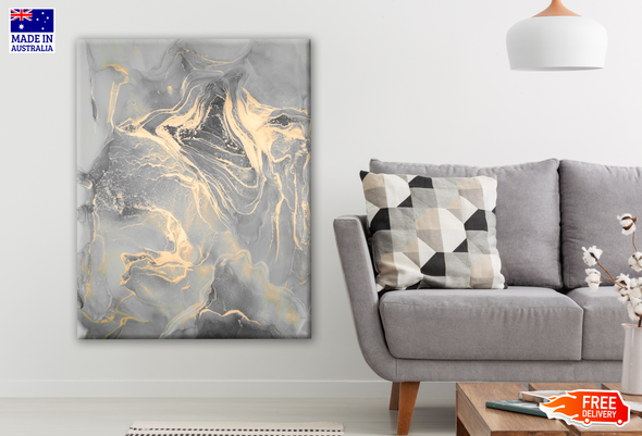 Grey & Gold Abstract Design Print 100% Australian Made