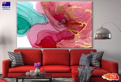 Blue Pink & Gold Abstract Design Print 100% Australian Made