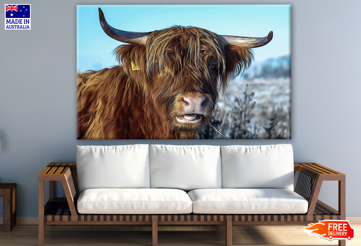 Highland Cow Portrait Design Print 100% Australian Made