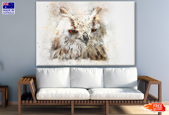 Owl Face Portrait Painting Print 100% Australian Made