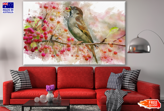 Bird On A Fruit Tree Painting Print 100% Australian Made