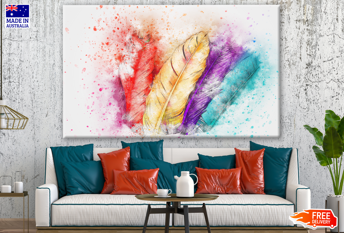 Colourful Feathers Painting Design Print 100% Australian Made