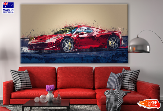 Red Sports Car Painting Print 100% Australian Made