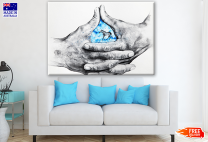 Horse Between Hands Painting Print 100% Australian Made