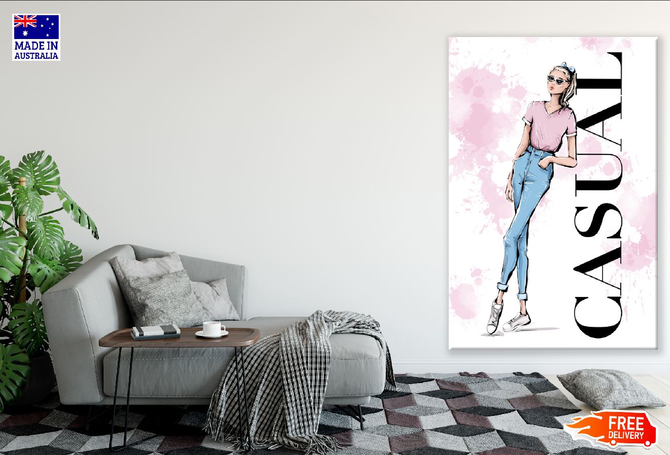 Casual Fashion Girl Illustration Print 100% Australian Made