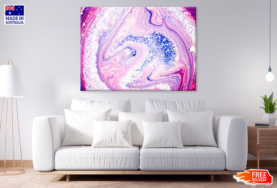 White Pink & Blue Abstract Design Print 100% Australian Made