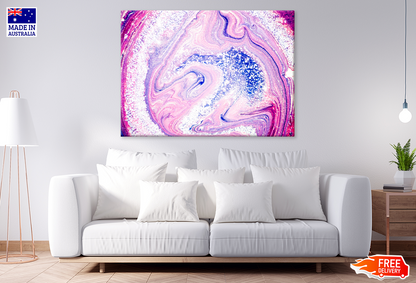 White Pink & Blue Abstract Design Print 100% Australian Made