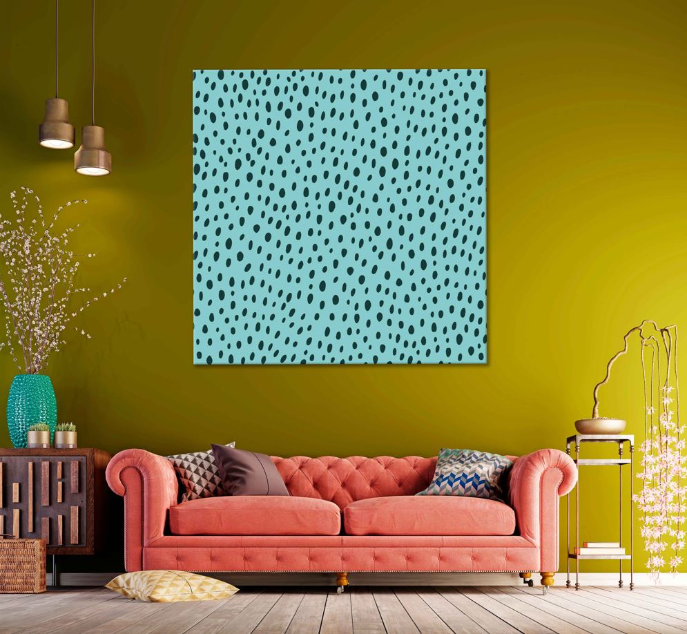 Square Canvas Black Polka Dot Blue Design High Quality Print 100% Australian Made