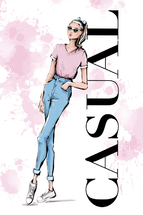 Casual Fashion Girl Illustration Print 100% Australian Made