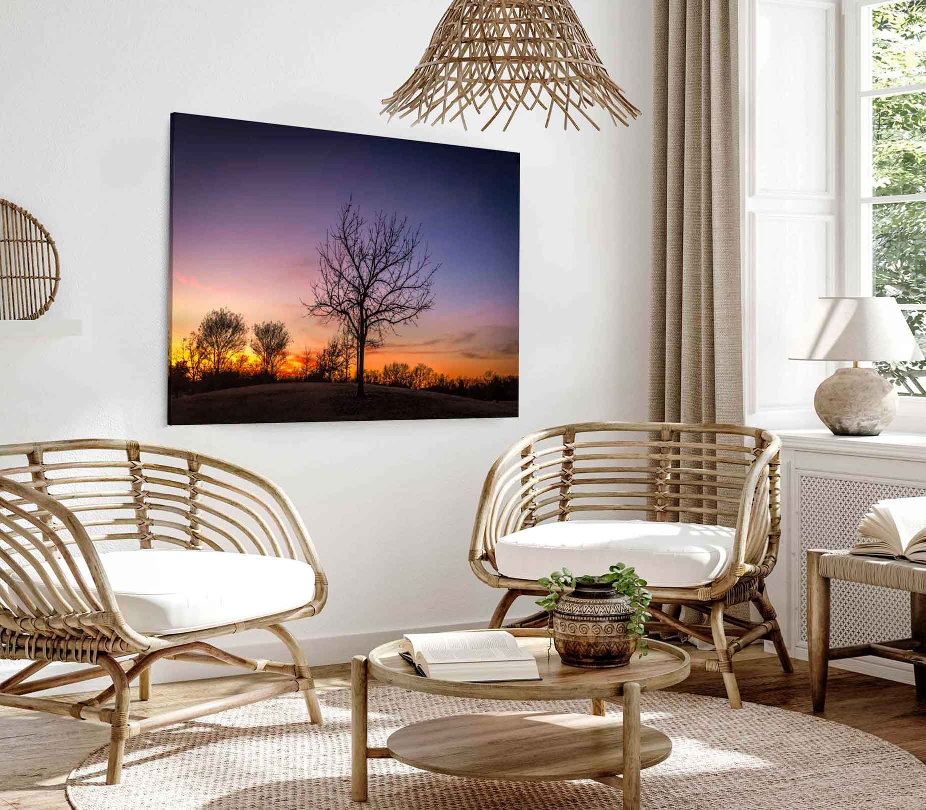 Bella Home Autumn Tree & Sunset View Texas Print Canvas Ready to hang