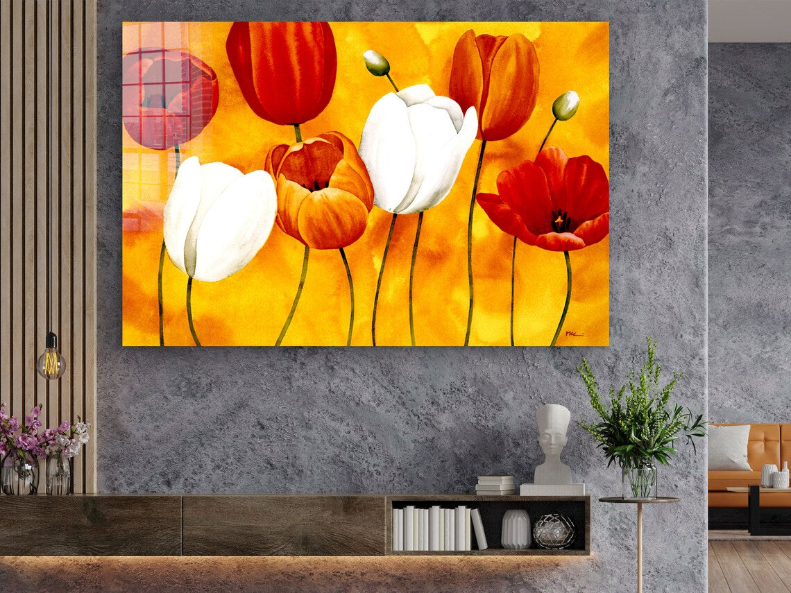 Abstract Tulips Art Print Tempered Glass Wall Art 100% Made in Australia Ready to Hang